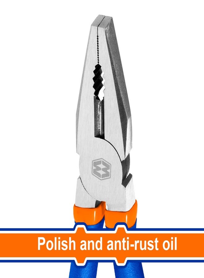 WADFOW Combination Plier, Wire Cutters, 8", Quality Material, Polish and Anti-rust Oil, With Plastic Handle - Image 2